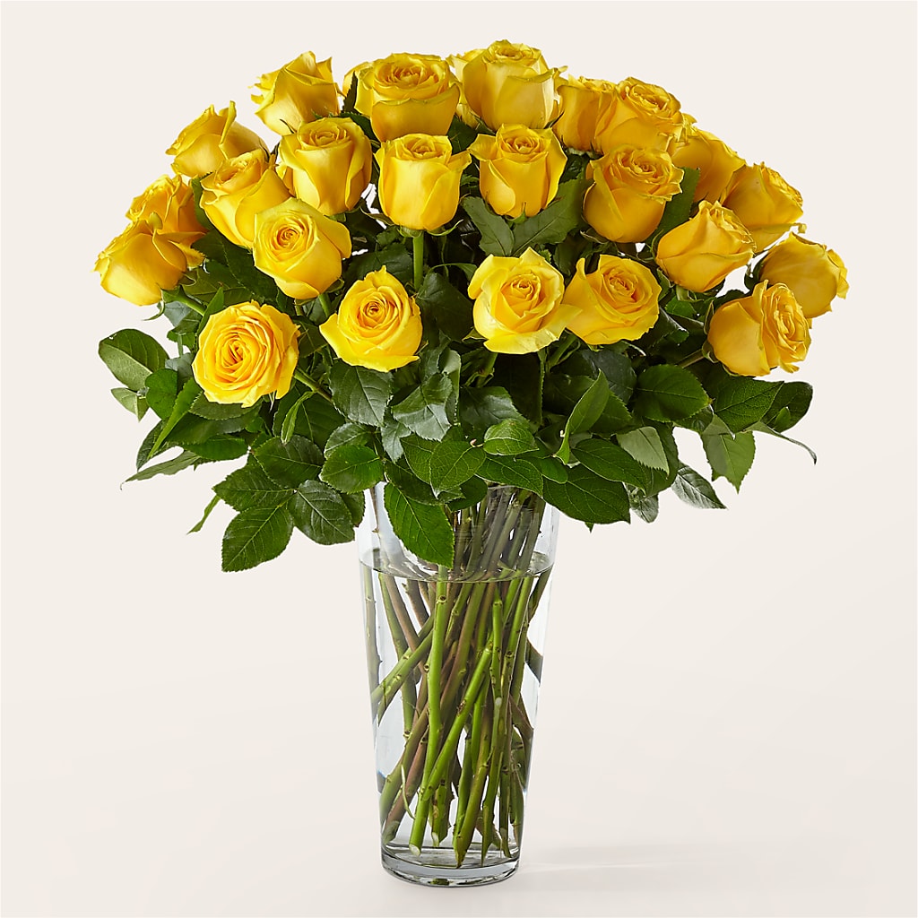 Long Stem Yellow Rose Bouquet – Petal Pockets, Fontana CA