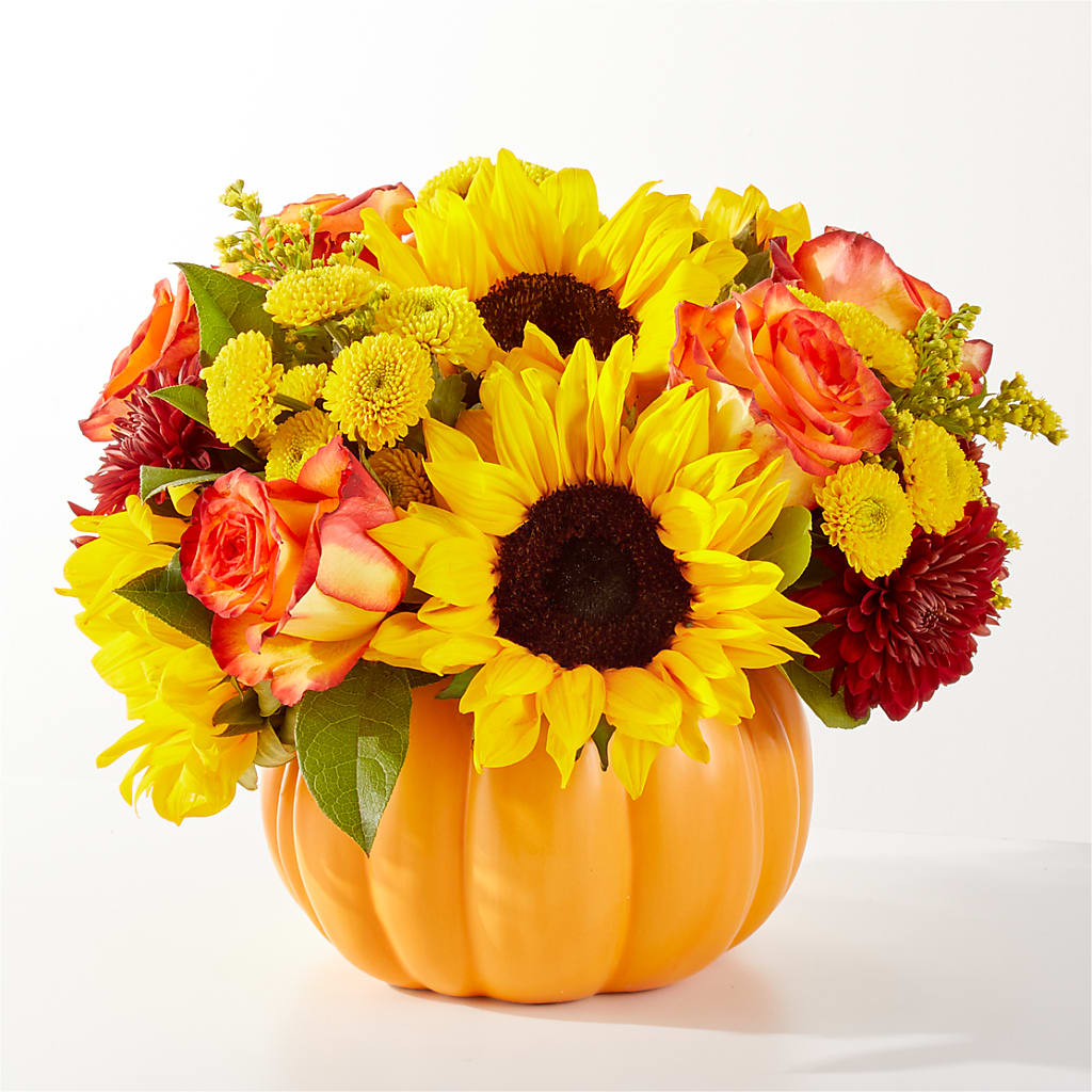 Golden Gourd Pumpkin Bouquet – Petal Pockets, Fontana CA