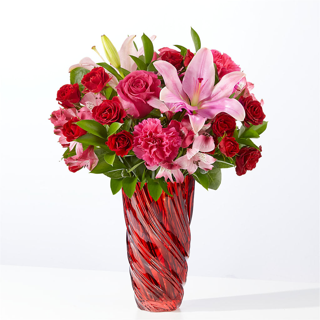 In Love Bouquet with Luxe Swirl Vase – Petal Pockets, Fontana CA