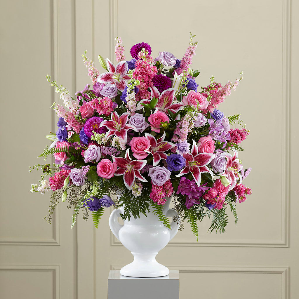 Peaceful Tribute Arrangement – Petal Pockets, Fontana CA