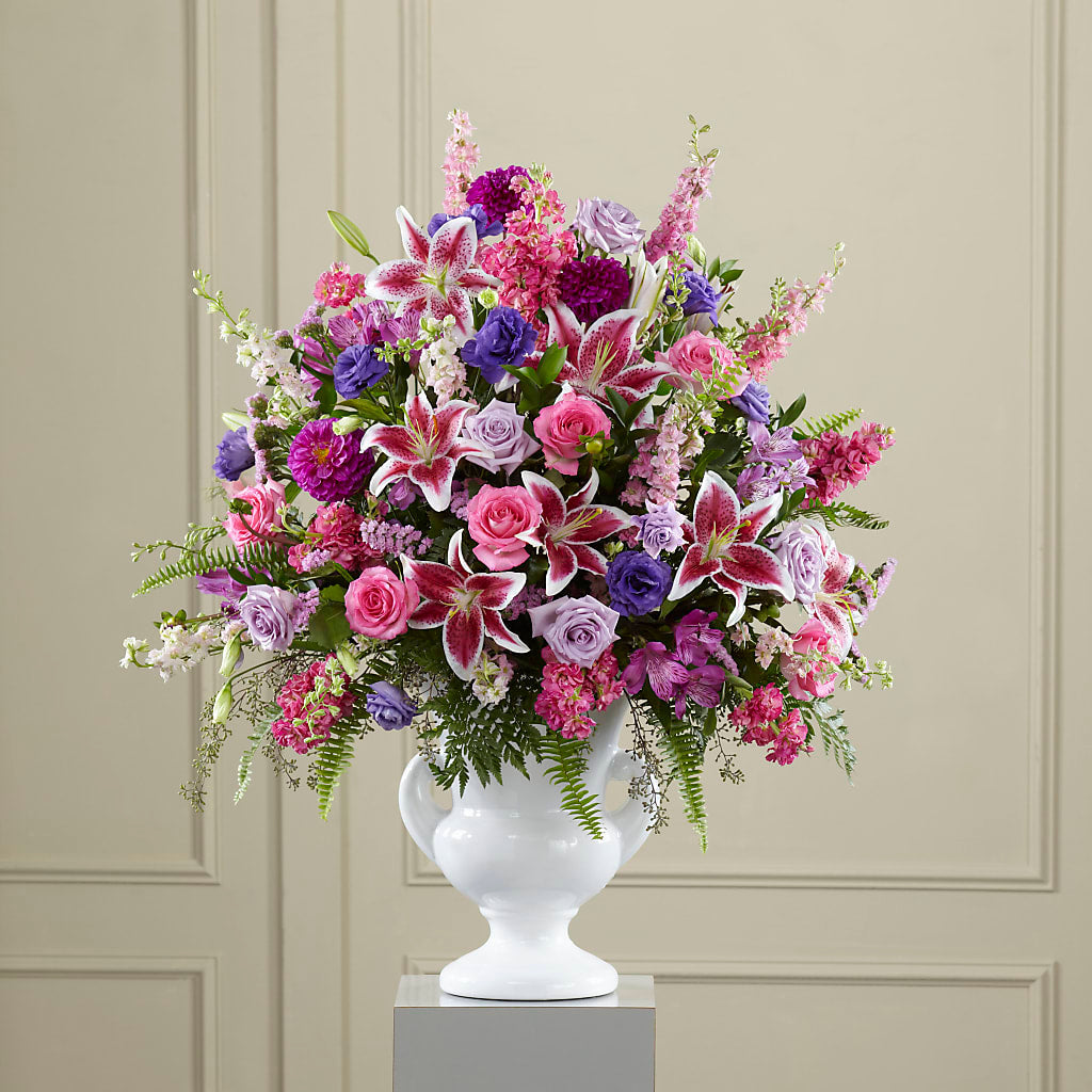 Peaceful Tribute Arrangement – Petal Pockets, Fontana CA