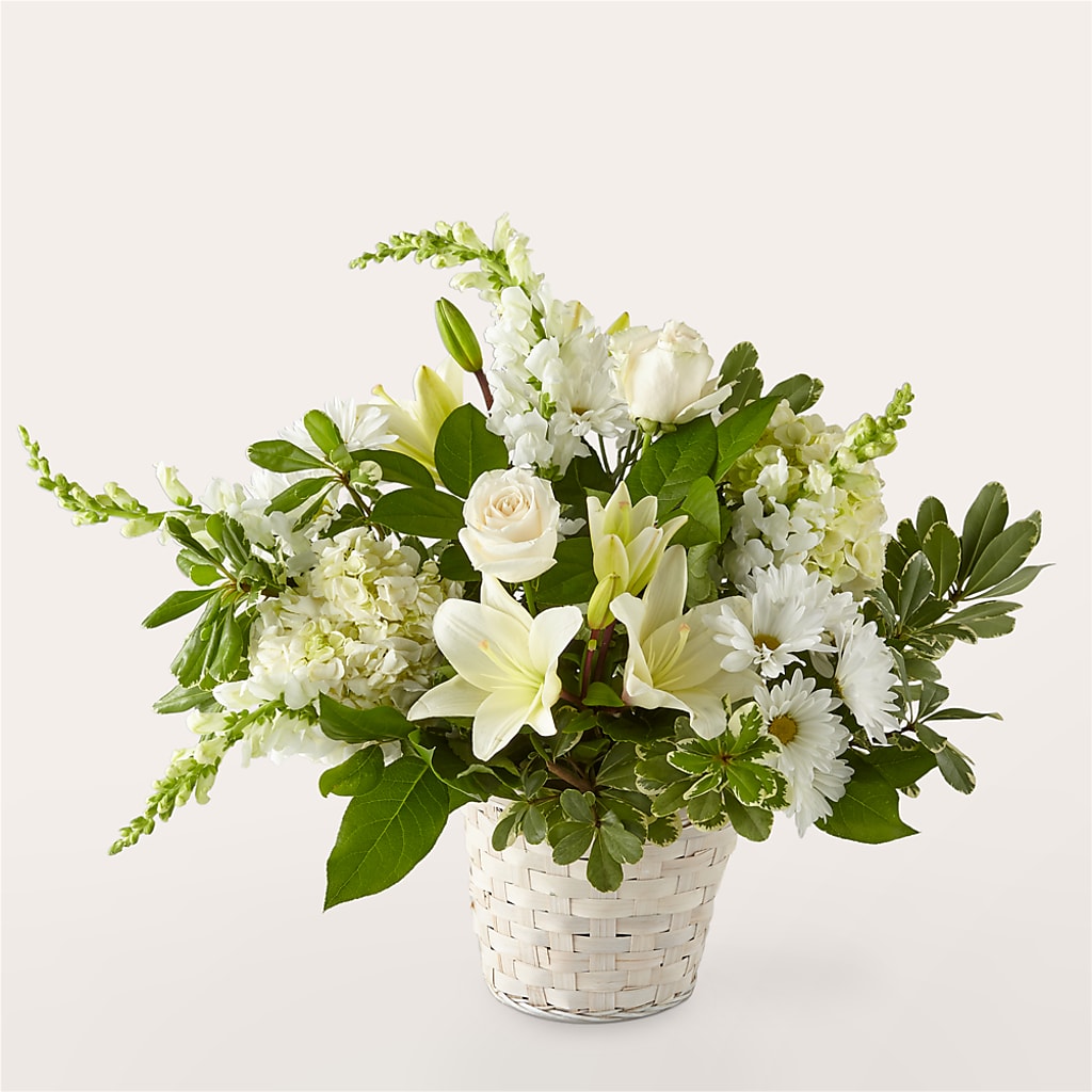 Ivory Elegance Floral Basket – Petal Pockets, Fontana CA