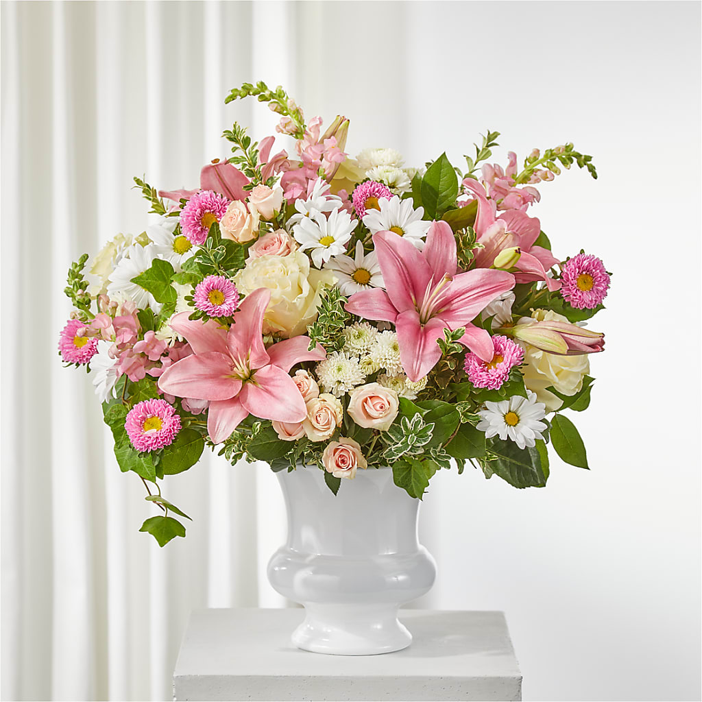 Empathetic Blooms Urn Arrangement – Petal Pockets, Fontana CA