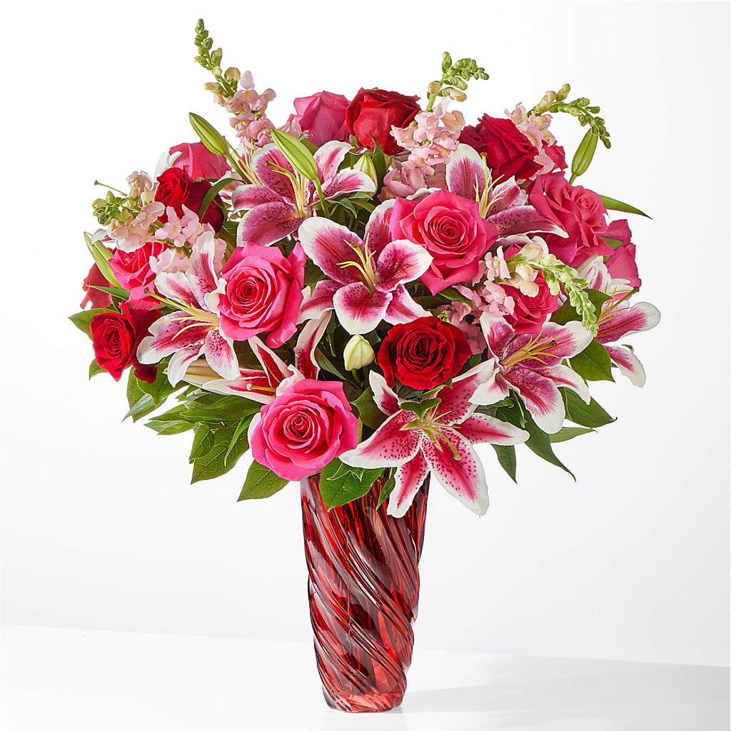 Always You Bouquet with Luxe Swirl Vase – Petal Pockets, Fontana CA