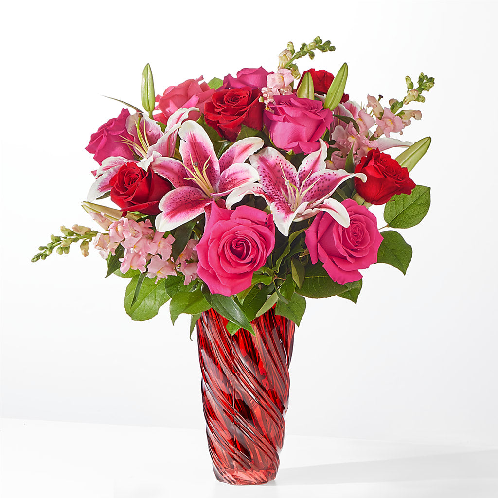 Always You Bouquet with Luxe Swirl Vase – Petal Pockets, Fontana CA