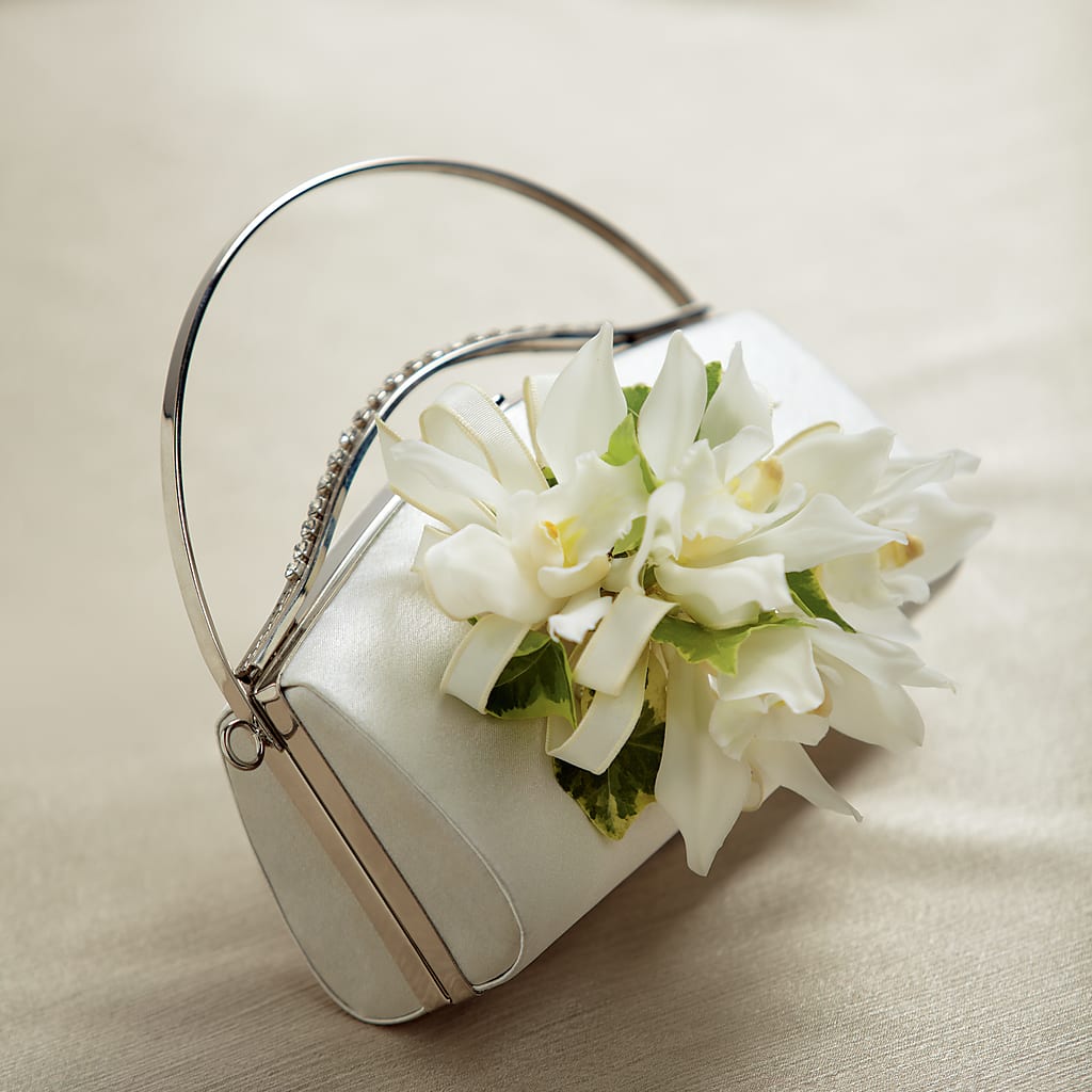 White Purse Decor – Petal Pockets, Fontana CA