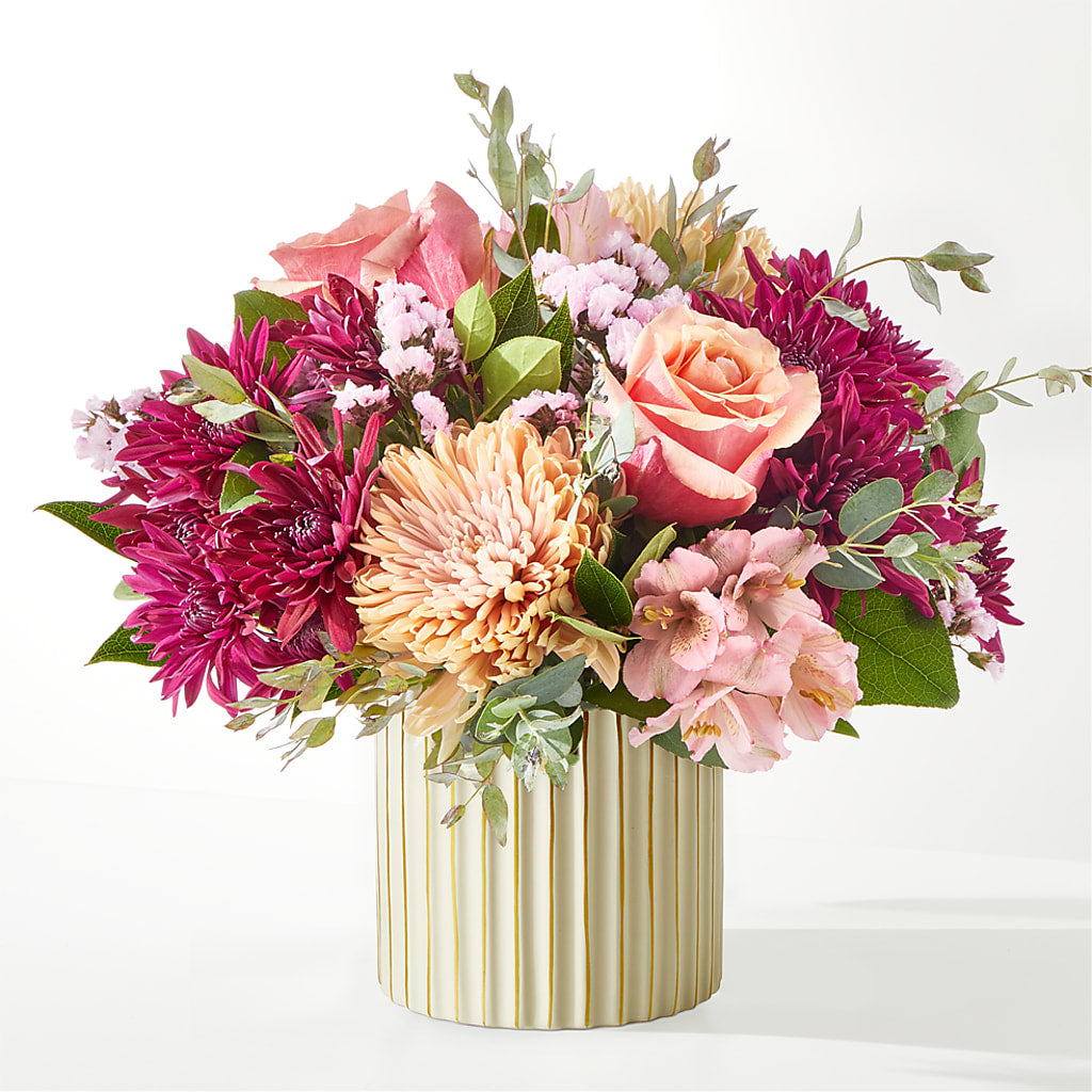 Berry Cobbler Bouquet with Ivory Vase –  Petal Pockets, Fontana CA