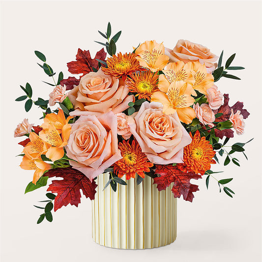 Spiced Latte Bouquet with Ivory Vase –  Petal Pockets, Fontana CA