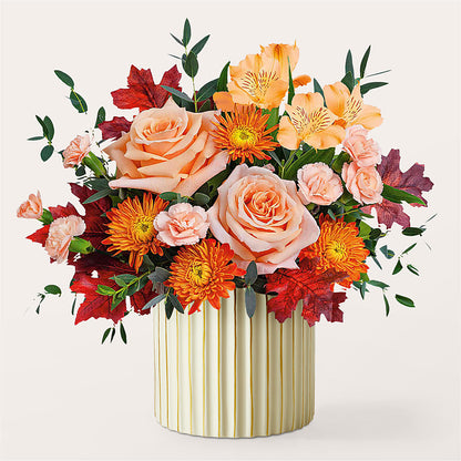 Spiced Latte Bouquet with Ivory Vase –  Petal Pockets, Fontana CA